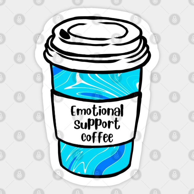 Blue Emotional Support Coffee Sticker by ROLLIE MC SCROLLIE